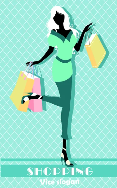 Background with fashion girl and shopping bags