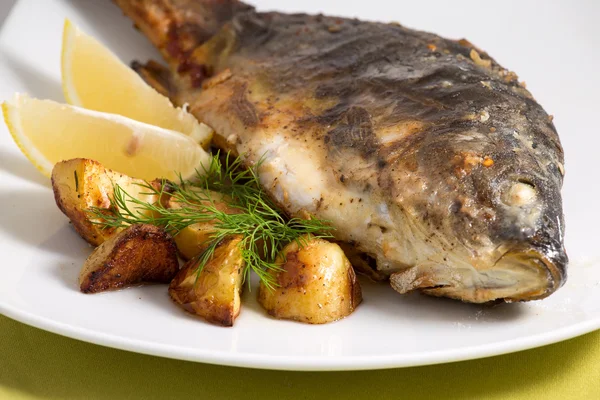 Carp baked with vegetables