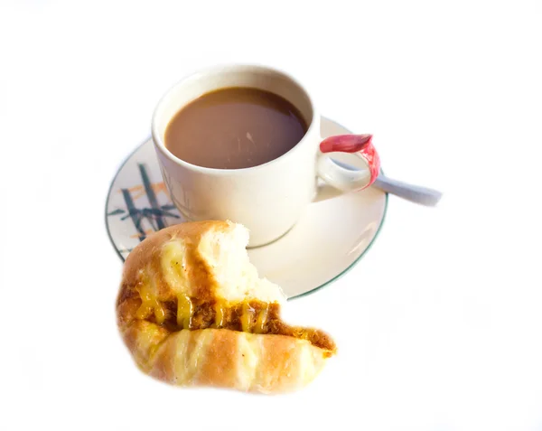 Coffee and bread breakfast isolated