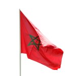 Flag of Morocco fluttering in the wind - isolated on white backg — Foto Stock
