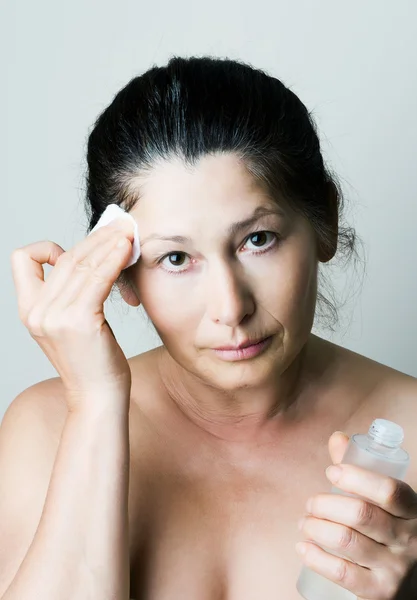 Asian woman clean face