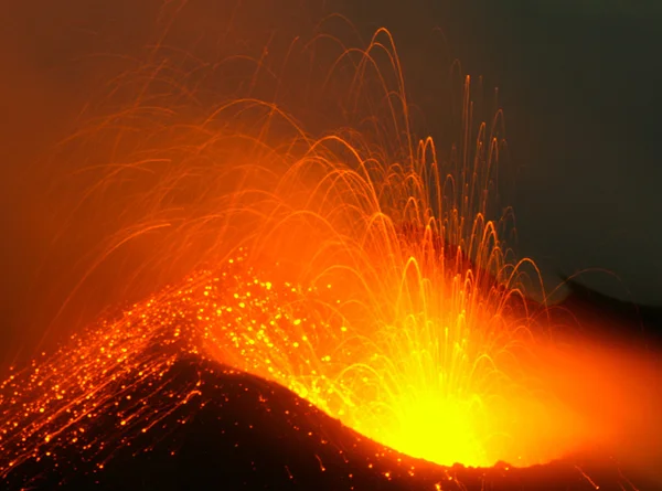Active volcano in eruption