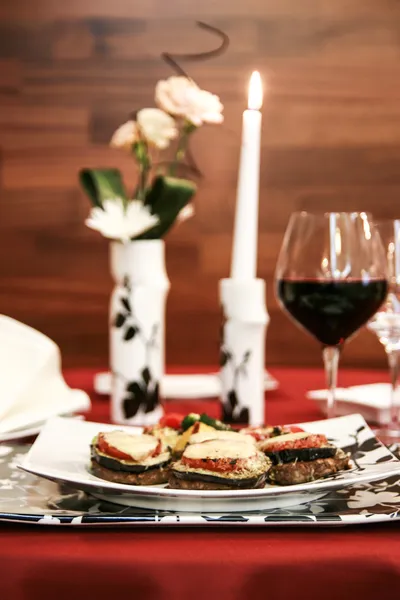 Fine table setting in gourmet restaurant (close-up)