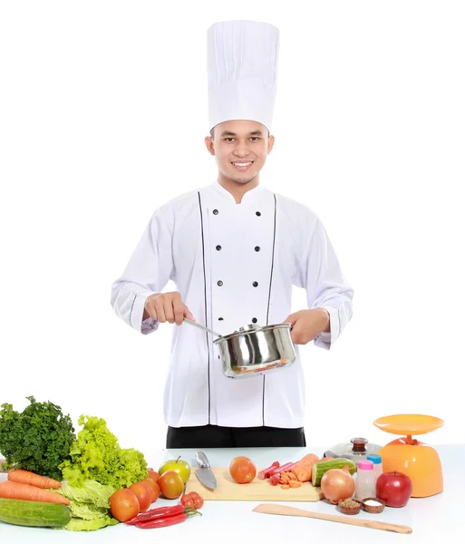 Male chef cooking