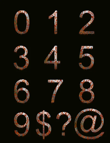 Rusty metal effect numbers and symbols