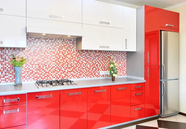 Kitchen red and white