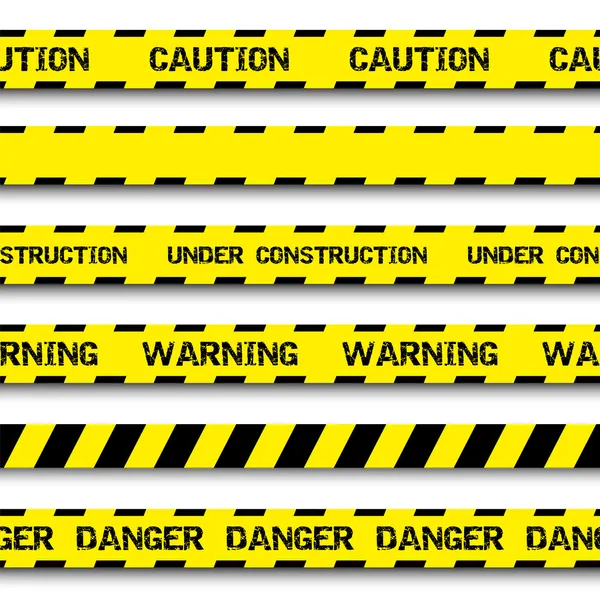 Set of warning tapes isolated on white background