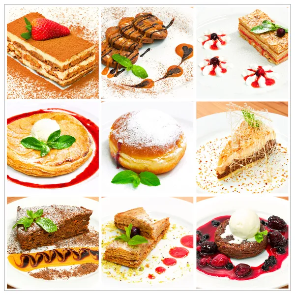 Collage with different sweet dessert