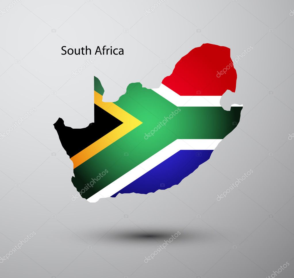 南非国旗在地图上