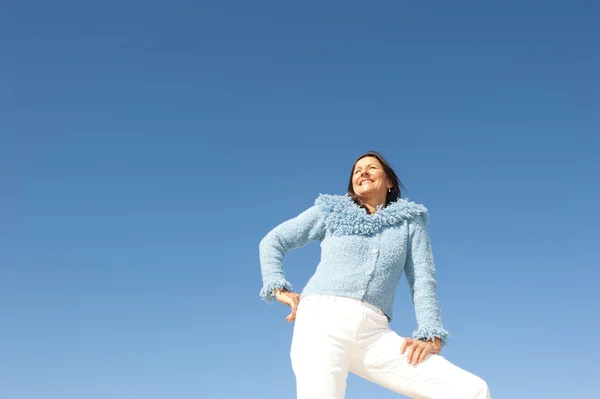 Confident joyful lady sky background — Stock Photo #13246967