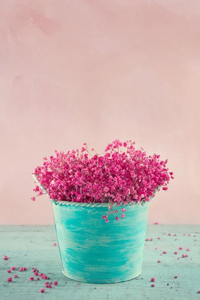 Baby's breath flowers in a blue vase