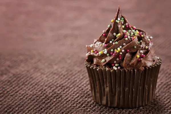 Chocolate cupcake on dark background