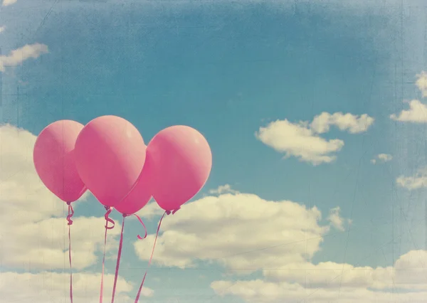 Pink balloons with vintage editing