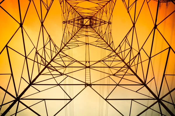 High voltage post and sky in twilight time