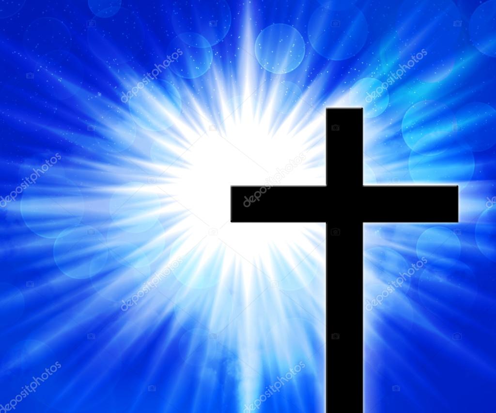 Christian Cross Blue Background — Stock Photo © BackgroundStor #14859029