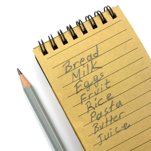 Pencil and handwriting shopping list