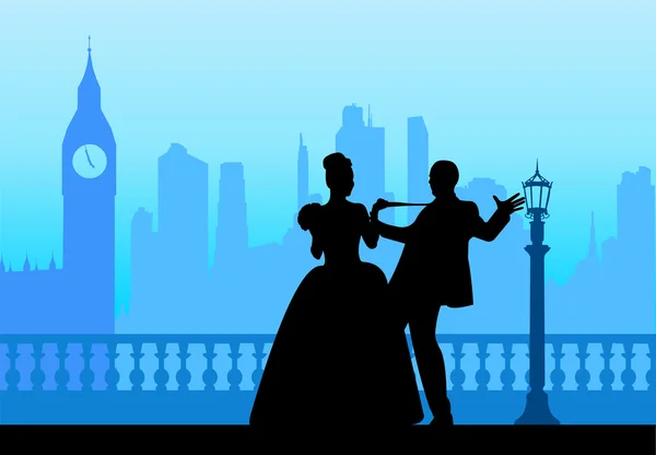 Wedding couple in front of Big Ben in London silhouette scene