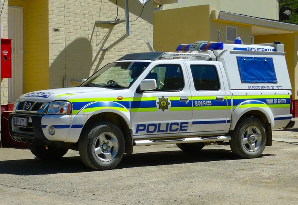 SANY PASS,LESOTHO -SEPTEMBER 19: Police car at Sani Pass border control between South Africa and Lesotho on September 19, 2009. The Kingdom of Lesotho is a landlocked country and enclave.
