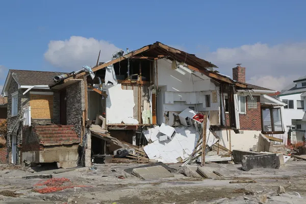 Destroyed beach houses four months after Hurricane Sandy on February, 28, 2013 in Far Rockaway, NY