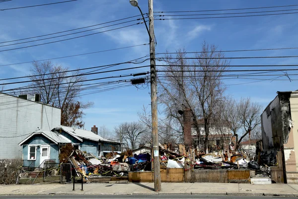Destroyed house five month after Hurricane Sandy in Staten Island, NY