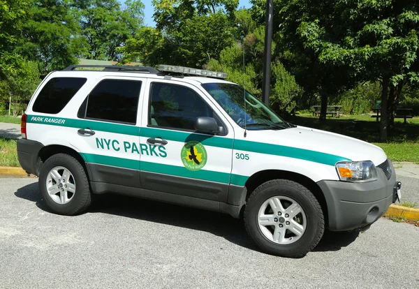 US Park ranger car in NYC park in Brooklyn