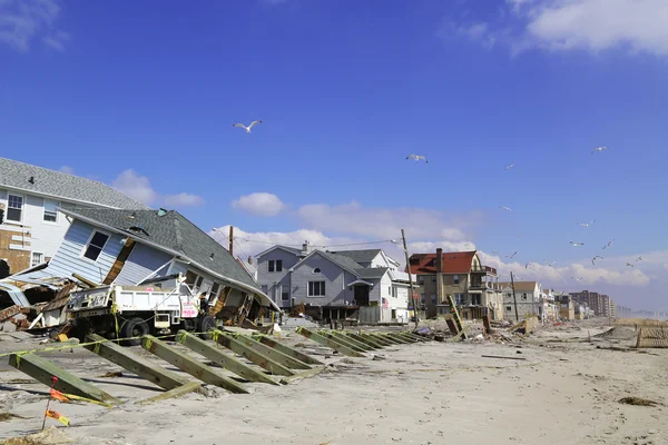Destroyed beach houses four months after Hurricane Sandy
