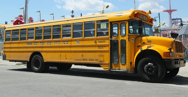 Yeshiva School bus at Coney Island in Brooklyn