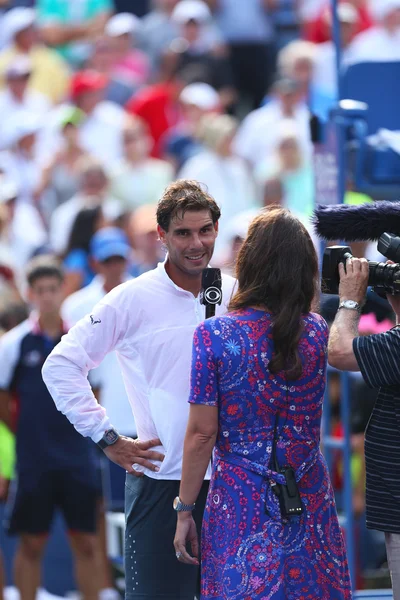 Twelve times Grand Slam champion Rafael Nadal during interview after his win in third round match at US Open 2013