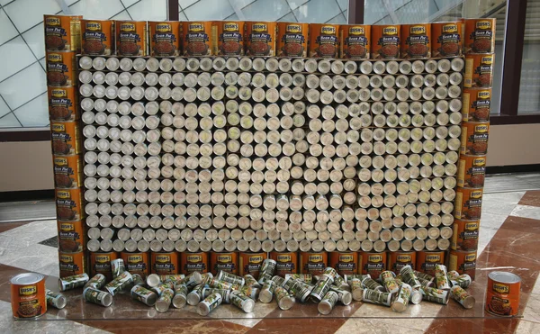 Food sculpture presented at 21st Annual NYC Canstruction competition in New York