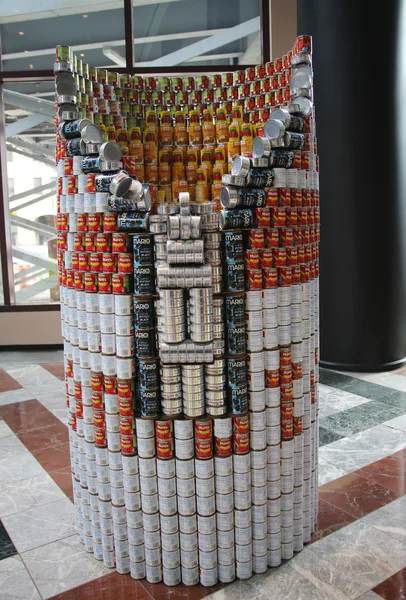 Food sculpture presented at 21st Annual NYC Canstruction competition at New York