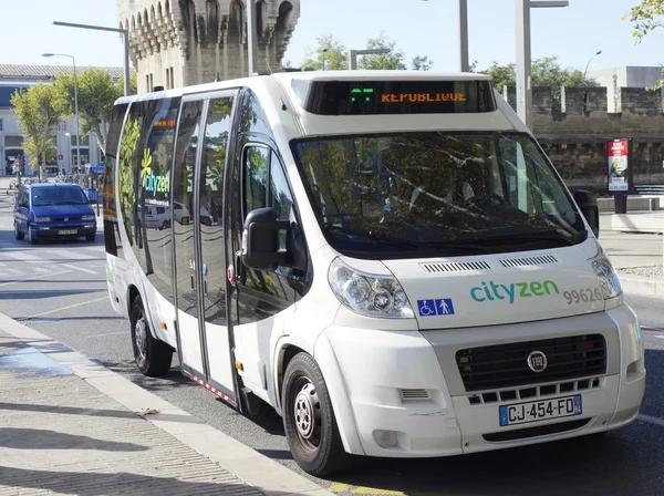 New shuttle bus Cutyzen in medieval part of Avignon, France