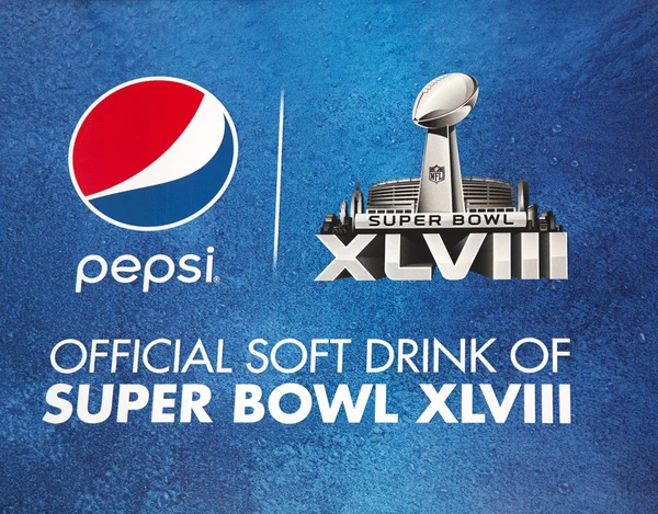 Pepsi Official Soft Drink of Super Bowl XLVIII billboard on Broadway during Super Bowl XLVIII week in Manhattan