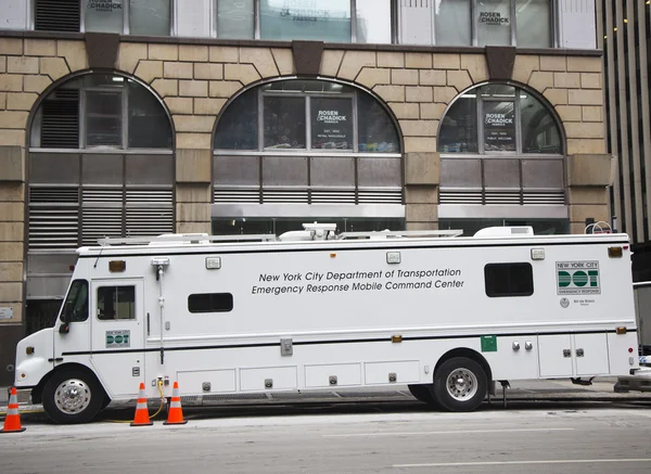 New York City Department of Transportation Emergency Response mobile command center during Super Bowl XLVIII week near Times Square in Midtown Manhattan