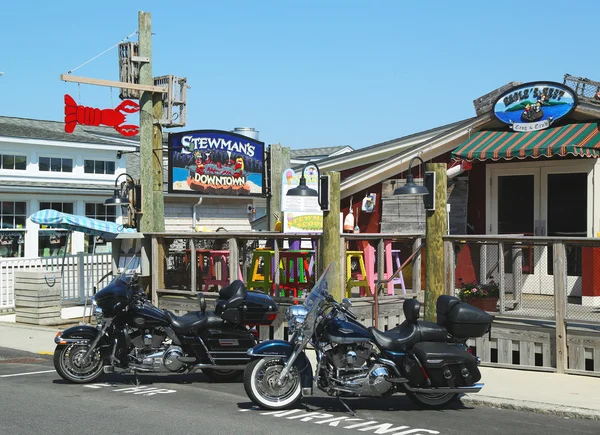 Dockside lobster restaurants in historic Bar Harbor, Maine