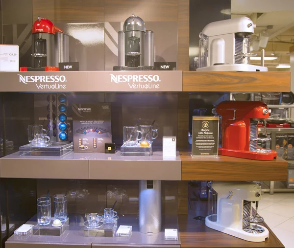 Variety of coffee machines in Nespresso store