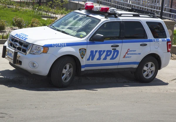 NYPD car providing security at Coney Island section of Brooklyn