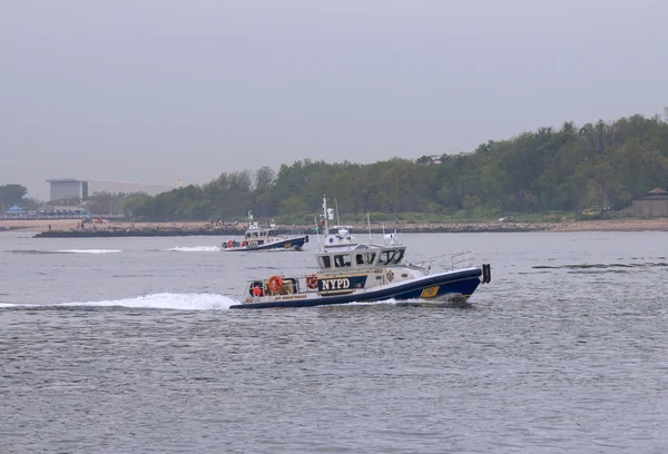 NYPD boat providing security during parade of ships at Fleet Week 2014