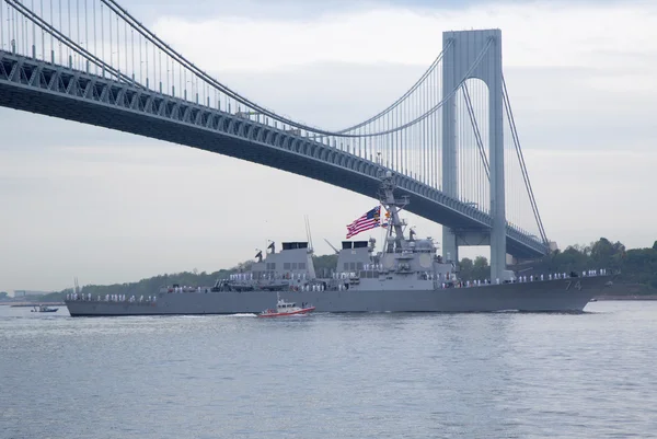 USS McFaul guided missile destroyer of the United States Navy during parade of ships at Fleet Week 2014