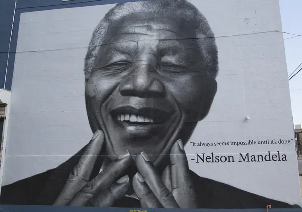 Nelson Mandela mural in Williamsburg section in Brooklyn