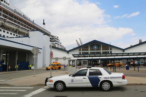 US Department of Homeland Security US Customs and Border Protection providing security for Queen Mary 2 cruise ship