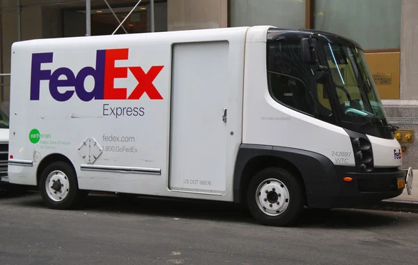 Earthsmart FedEx zero emission all electrical truck in Lower Manhattan