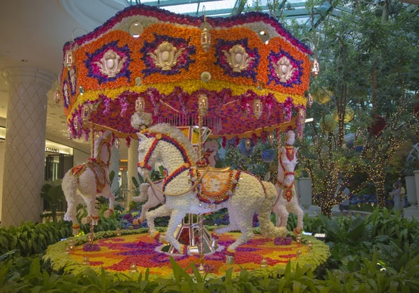Floral animated carousel in the atrium of Wynn Hotel and Casino in Las Vegas