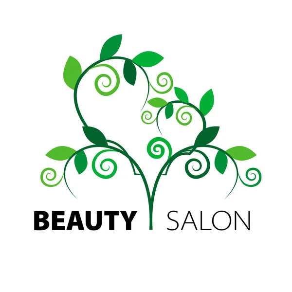 Logo tree heart of green leaves in the beauty salon