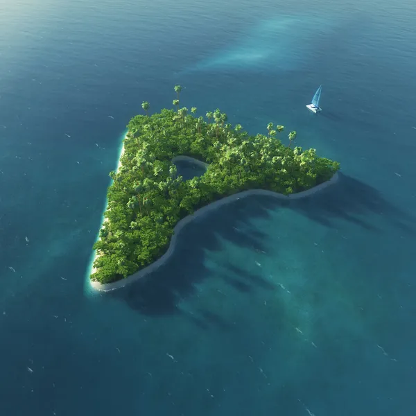 Island Alphabet. Paradise tropical island in the form of letter A