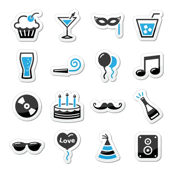 Holidays and party icons set as labels