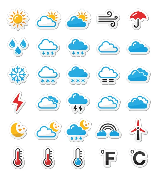 Weather icons set as labels - vector