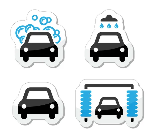 Car wash icons set - vector