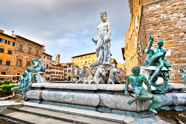 Famous Fountain of Neptune on Piazza della Signoria in Florence, Italy