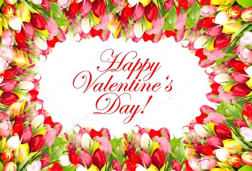 Happy Valentine's Day! colorful tulip flowers — Stock Photo ...