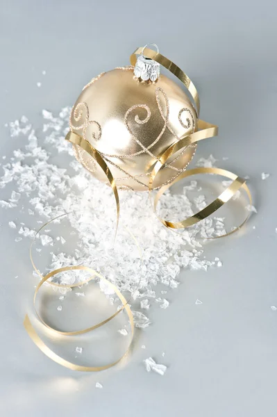 Golden christmas ball with golden decoration